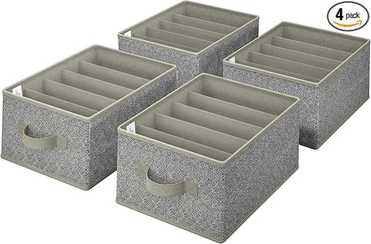GRANNY SAYS Pants Jeans Organizer for Closet, Wardrobe Clothes Organizer, Clothes Drawer Organizers, Clothing Storage for Tshirts, Pants, Sweaters, Gray, 4-Pack