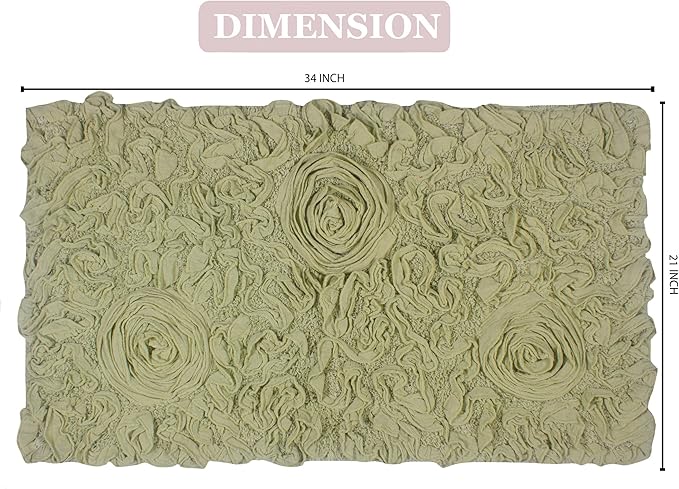 Home Weavers Bell Flower Collection 100% Cotton Tufted Bath Rugs, Extra Soft and Absorbent Bath Rugs, Non-Slip Bath Mats, Machine Washable, Bath Mats for Bathroom Floor, 21"x34" Rectangle, Green