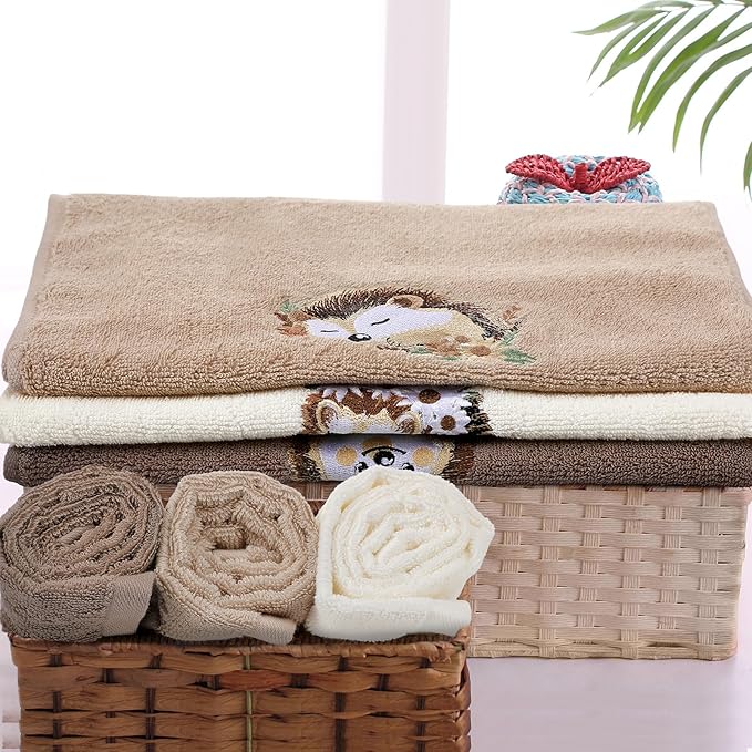 3 Pcs Hedgehog Floral Hand Towels Bathroom Decor Cute Hedgehog Gifts Decorative Farmhouse 100% Cotton Embroidered Hand Towels for Women Bathroom Kitchen 13. 3'' x 29. 5''