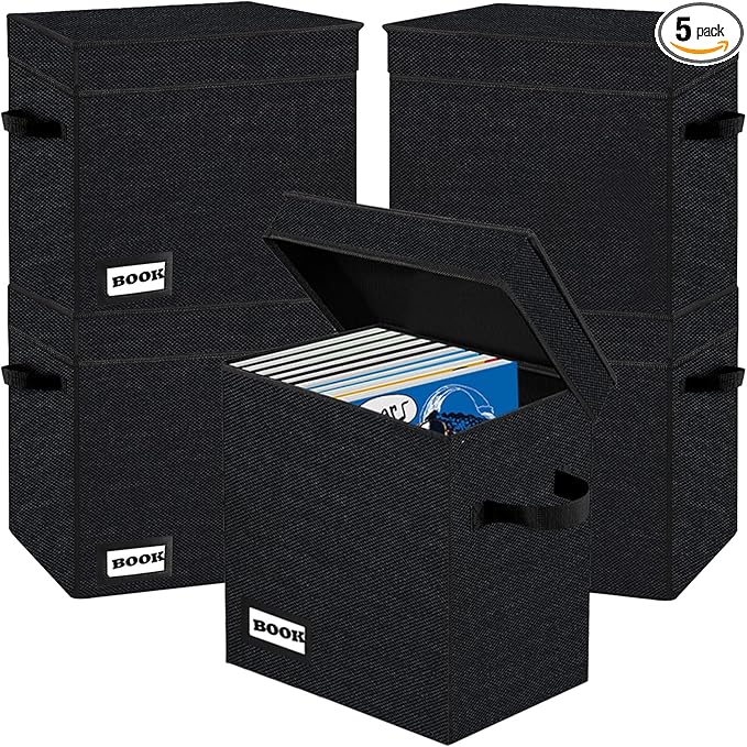 5 PackCollection Comic Book Storage Boxes, Protector Organizer 11.8" X 9.8" X 7.8" Collapsible Short Box Holds 160-180 Comic Book Heavy Duty Bin Container Holder Shelf