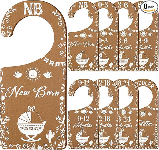 Baby Closet Dividers 8PCS, Mexican Talavera Themed Wooden Double-Sided Clothes Size Hanger/Organizer from Newborn to Toddler for Nursery Decor Baby Shower Birthday Gender Reveal Party Gift