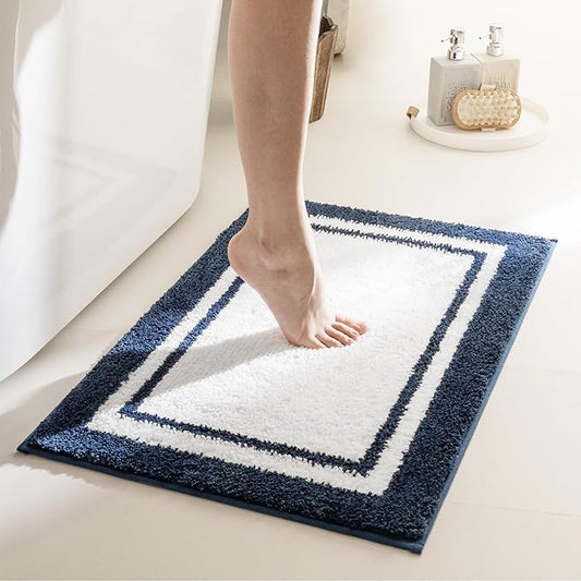 GRANNY SAYS Microfiber Bathroom Rugs Non Slip Washable, Water Absorbent Bathrooms Mats for Tub, Soft Bath Mats for Bathroom Floor & Shower, Bath Rug, 20" x 32", Navy Blue Bath Rugs