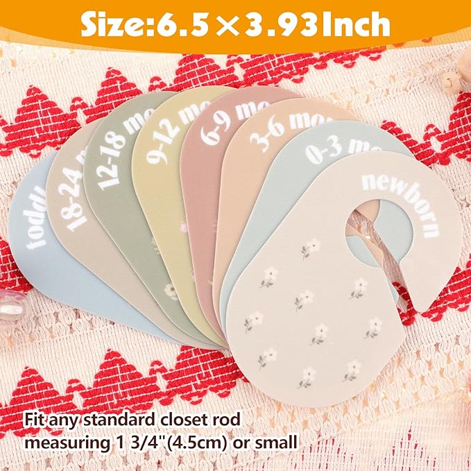 WSICSE Baby Closet Divider,Double-Sided Baby Clothes Dividers for Closet Baby Girl Nursery Decor for Sorting 8 Designs from Newborn to 24 Month (Flowers)