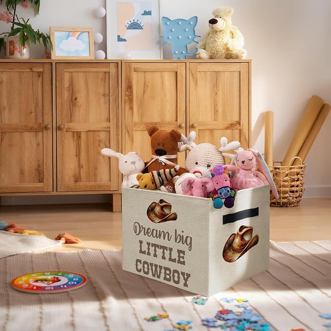 Western Cowboy Nursery Storage Bins Box, Toybox for Boys, Little Cowboy Western Foldable Storage Baskets Organizer for Bedroom Bathroom Boys Room Dorm Clothes Toys Books