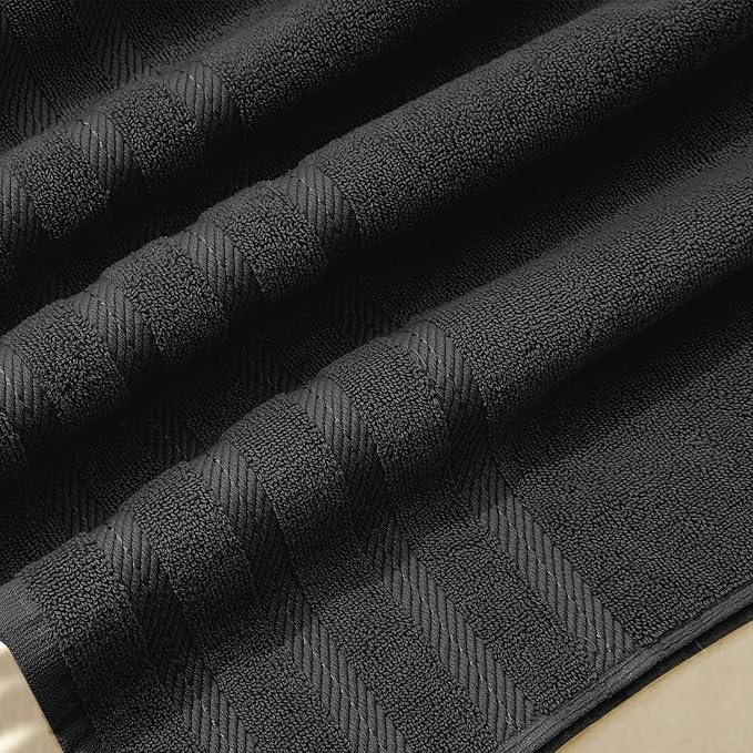 Hearth & Harbor Bath Towels for Bathroom - 100% Ring Spun Cotton Luxury Bathroom Towels - Soft & Highly Absorbent 4 Bath Towels, Black