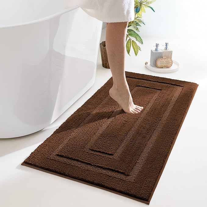 GRANNY SAYS Bathroom Rugs Non Slip 24" x 48", Bath Mats for Bathroom, Super Soft and Water Absorbent, Microfiber Washable Bath Rugs for Bath Floor, Tub and Shower, Brown