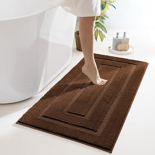 GRANNY SAYS Bathroom Rugs Non Slip 24" x 48", Bath Mats for Bathroom, Super Soft and Water Absorbent, Microfiber Washable Bath Rugs for Bath Floor, Tub and Shower, Brown