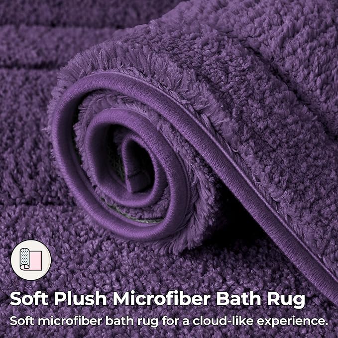 GRANNY SAYS Bathroom Toilet Rugs U Shaped, Bath Mats for Bath, Bathroom Rugs Non Slip Washable, Absorbent Microfiber Toilet Mat, Soft Plush Shaggy Bath Carpet, 20" x 24", Purple