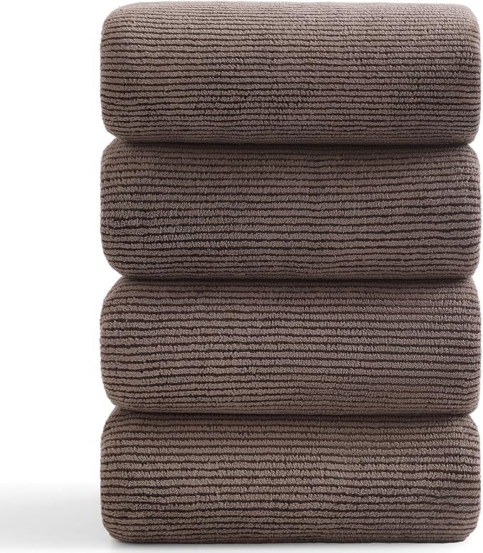 4 Piece Bath Towel Set 35"x70"Oversized Bath Towel for Bathroom Ultra Soft Fluffy Extra Large Bath Sheet Luxury Premium Bathroom Towel Highly Absorbent Quick Dry Shower Towel for Hotel Spa,Brown