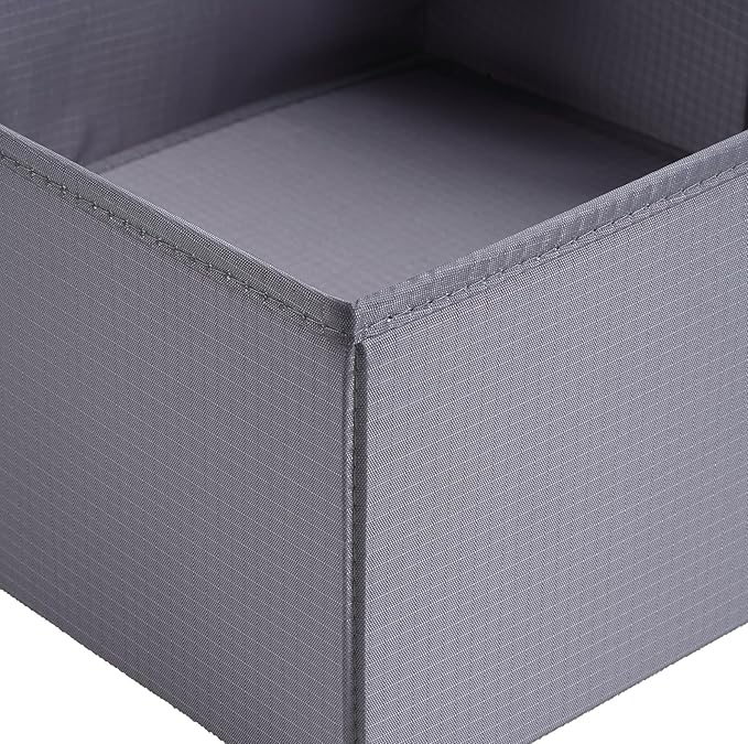 TYEERS Drawer Organizers, Durable Fabric, Washable, with Base Support Boards, Small Storage Boxes for Bathroom, Closet, Dresser, Set of 6, Dark Grey