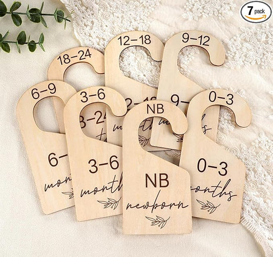 HOUISM Beautiful Baby Closet Dividers for Clothes Organizer - Wooden Double-Sided Gender Neutral Size Dividers from Newborn to 24M for Nursery Decor & Organization Baby Party Gift Set