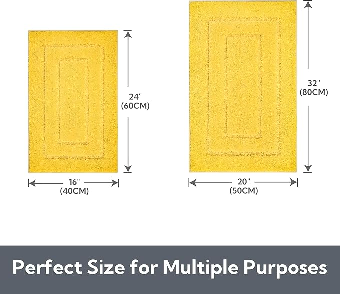 GRANNY SAYS Bathroom Rugs, Soft Bath Mats for Bathroom, Bath Rugs Non Slip Washable Rug, 32" x 20", Water Absorbing Bath Mat, Shaggy Rug Bath Mats for Floor, Yellow