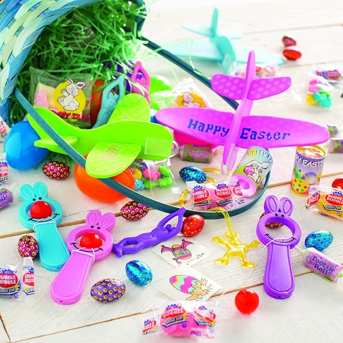 Fun Express Easter Baskets Bulk Set of 12 - Large 9 Inch Bamboo Easter Baskets with Handles for Kids Easter Egg Hunt | Empty Reusable Colorful Treats, Candy & Party Favors