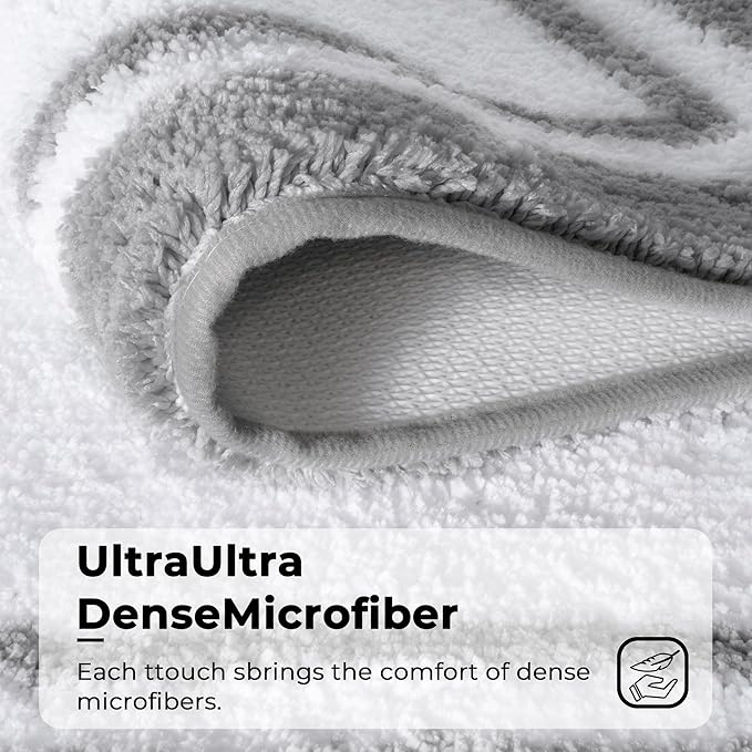 GRANNY SAYS Microfiber Bathroom Rugs Non Slip Washable, Water Absorbent Bathrooms Mats for Tub Non Slip, Small Soft Bath Mats for Bathroom Floor & Shower, 16" x 24", Grey Bath Mat Towel