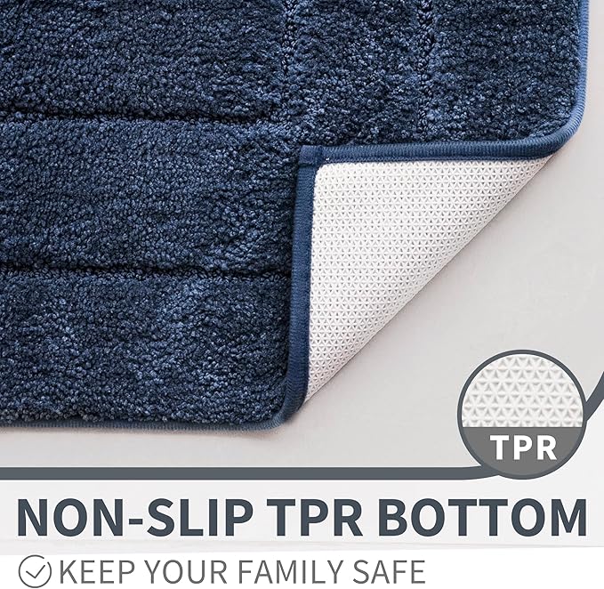 GRANNY SAYS Navy Bathroom Rugs, Bath Mats for Bathroom Non-Slip, Super Soft and Water Absorbent, Microfiber Bath Rugs Washable, Large Bath Rugs for Bath Floor, Tub and Shower, 36" x 24"