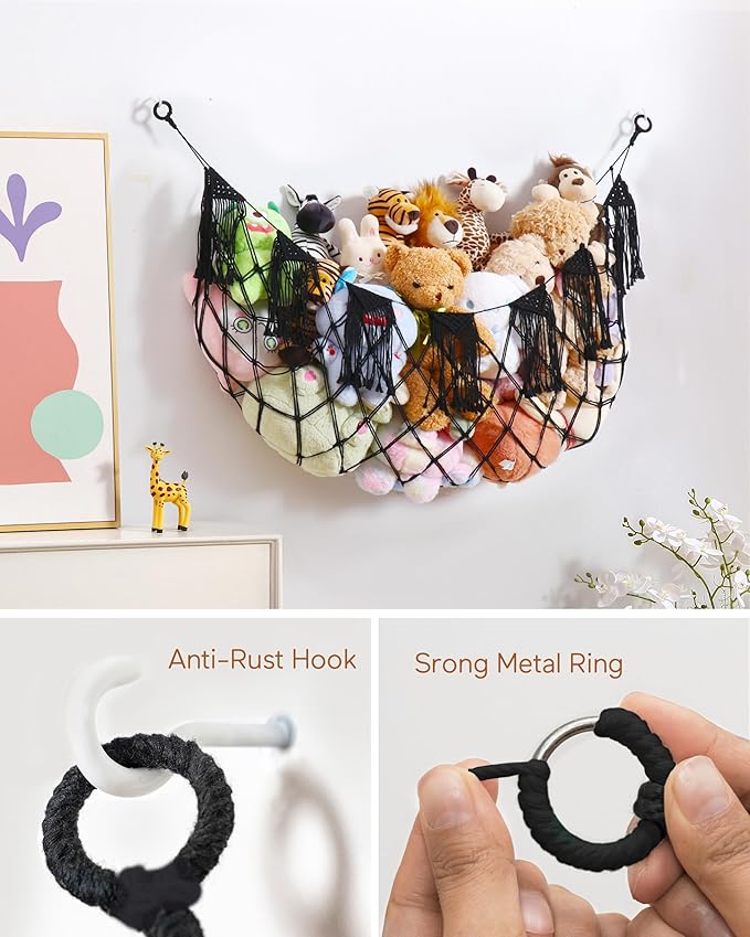 Creative Stuffed Animal Storage Hammock with Lights - Plushie Net Hammock for Stuff Animal Organizer and Teddy Bear Holder,Small Pet Net for Nursery Baby Bedroom Playroom Decor
