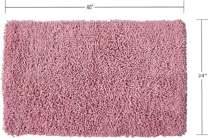 Home Weavers Fantasia Bath Rug 100% Cotton Bathroom Rugs Set, Washable Rug, Soft Cotton Extra Soft and Absorbent Bath Rug, Kitchen Mat, Bath Mat Set, Bath Floor Mat Non Slip, 24"x40" Rectangle, Pink