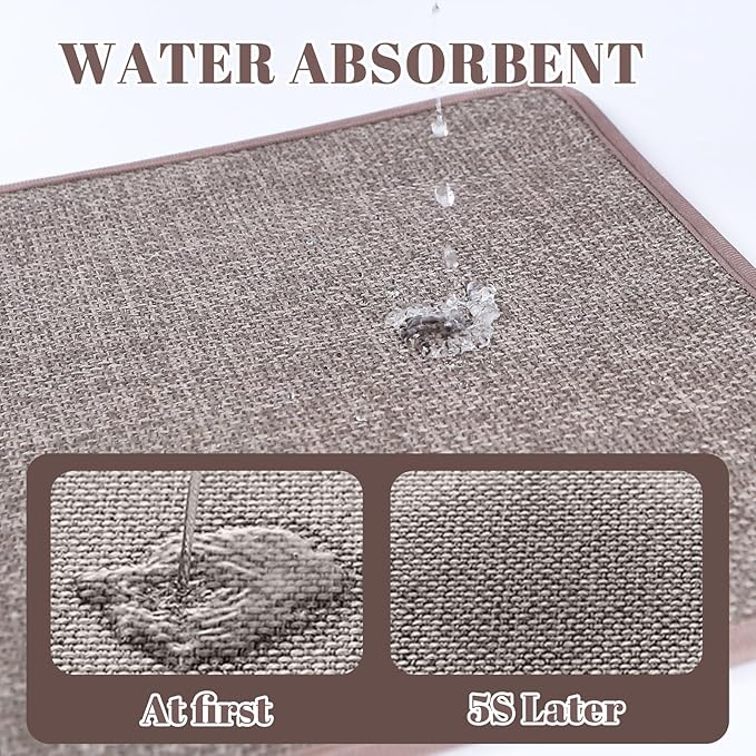 2 Pack Bathroom Rugs, Bath Mats for Bathroom Non Slip Washable, Quick Dry, Water Absorbing, Fits Under Door, Ultra Thin, Rubber Backing, Low Pile, Ideal for Shower, Sink,Oatmeal-24''x16'