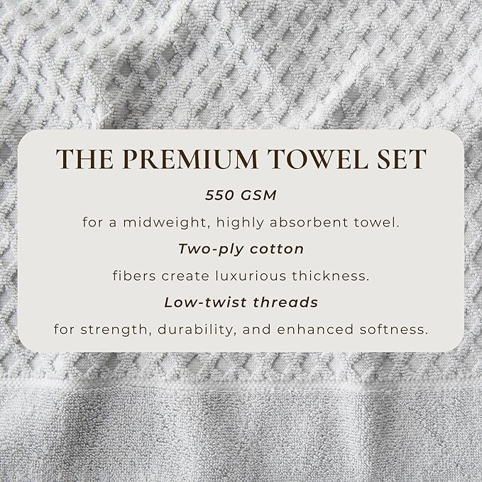 Great Bay Home Light Grey Bath Towel - 100% Cotton - Absorbent, Durable, Quick-Dry Towels for Bathroom (Light Grey, 54" x 27")