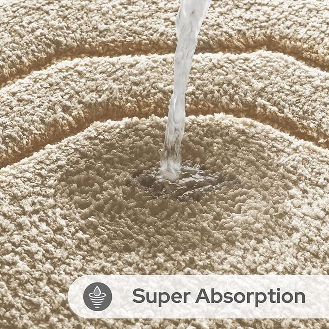 HOMEIDEAS Bathroom Rugs Sets 2 Piece, Extra Soft and Absorbent Microfiber Plush Bath Mat with Non Slip Backing(Beige)