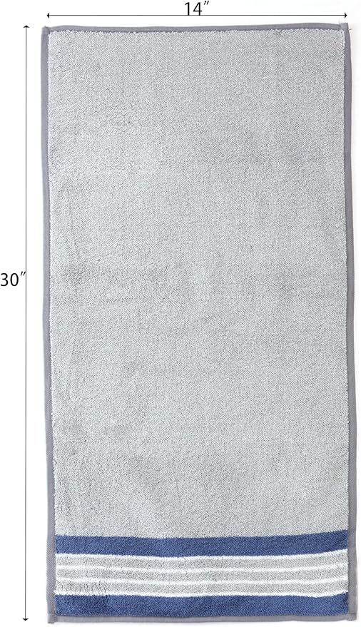 Hand Towels for Bathroom - 14x30 inches, Soft, 100% Cotton, Light-Weight, Light Grey, Set of 4