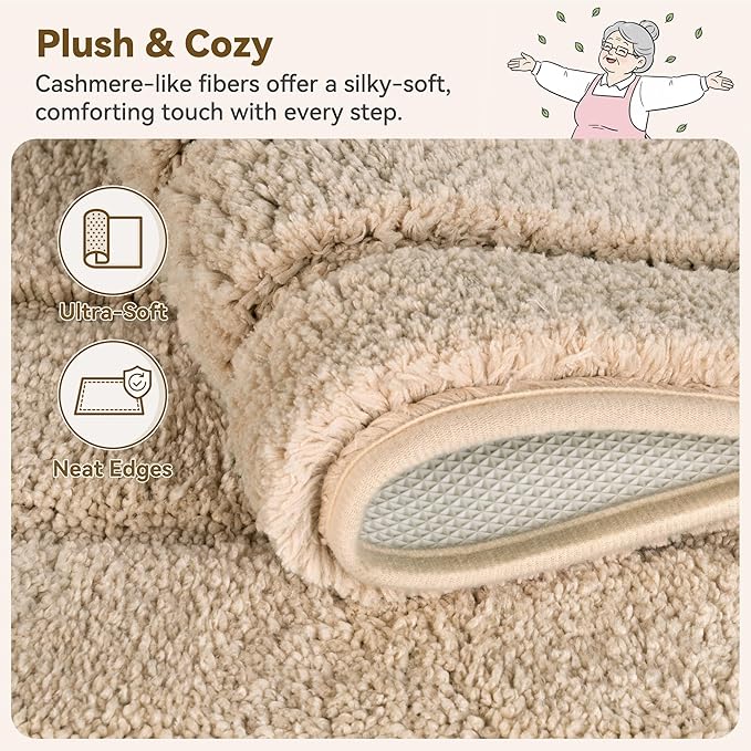 GRANNY SAYS Bathroom Rugs Non Slip, 20" x 32", Bath Rugs for Bathroom Washable, Bath Mats for Bath Floor, Microfiber Bath Mat for Tub, Absorbent Bath Rugs for Bath, Khaki