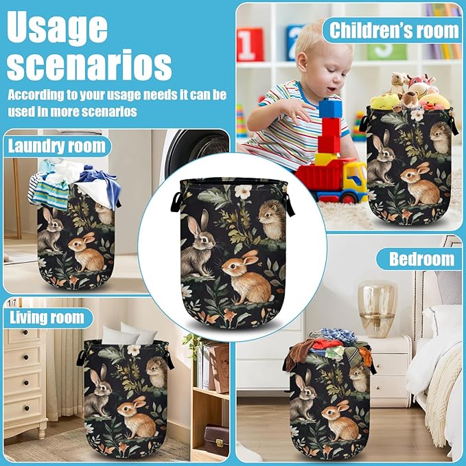 Cute Animal Laundry Basket, Laundry Hamper Collapsible Oxford Cloth with Handle Clothes Toy Storage Bin for Bathroom Laundry Room Bedroom 15.7 X 20 Inch