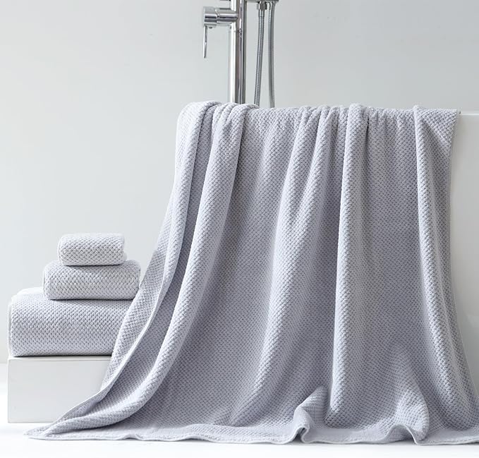 30x60 Inches Extra Large Bath Towels Set Super Soft Absorbent Luxury Microfiber Towels for Bathroom (Gray, 6PCS)