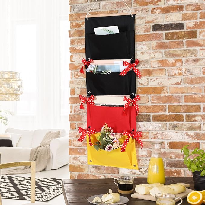 2 Pcs Fish Extender Cruise Hanging Organizer with 4 Pockets and 5 Yard Red Polka Dot Ribbon Travel Door Area Cabin Storage Bag 2026 Fe for Exchange Gift Pixie Dusting(Black,Red,Yellow)