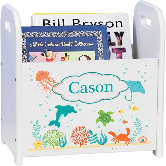 My Bambino Personalized White Sea and Marine White Book Caddy Magazine Rack