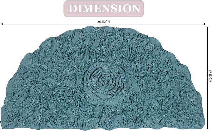 Home Weavers Bell Flower Collection 100% Cotton Tufted Bath Rugs, Extra Soft and Absorbent Bath Rugs, Non-Slip Bath Mats, Machine Washable, Bath Mats for Bathroom Floor, 17"x30" Slice Rug, Blue