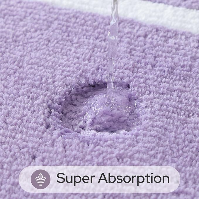 HOMEIDEAS Bathroom Rugs Sets 2 Piece, Super Soft and Absorbent Microfiber Tufted Bath Mats, Non-Slip and Machine Washable Bath Rugs(Lavender)