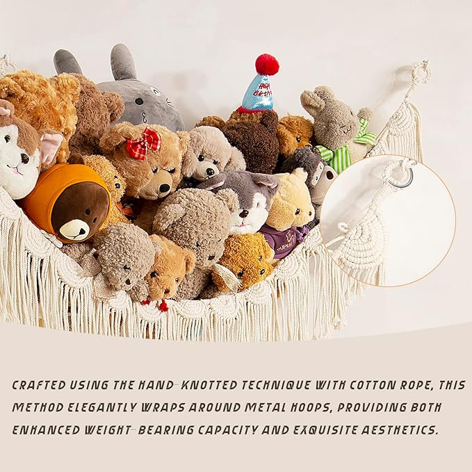 Stuffed Animal Net Hanging Organizer Children's Room Stuffed Animal Toy Hammock for Teddy Net Corner Toy Net for Bedroom Decor