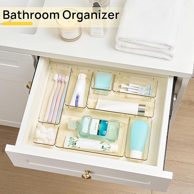 Vtopmart Clear Plastic Drawer Organizers for Bathroom (Clear Champagne)