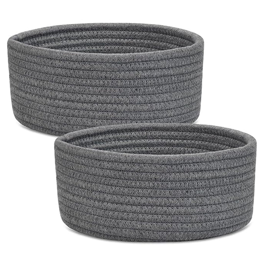 ABenkle 2 Pack Small Baskets, Cotton Rope Woven Basket, Cute Mini Tiny Storage Baskets, Decorative Boho Basket for Nursery Living Room Bedroom Shelf, Empty Gift Basket