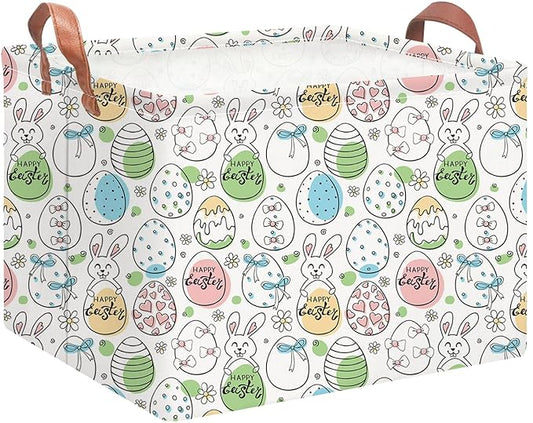 Rectangular Storage Baskets，Gift Basket,Book Box,Room Decor(Happy Easter)