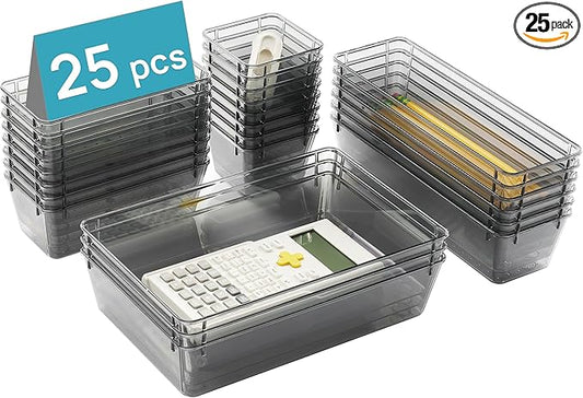 Vtopmart Clear Plastic Drawer Organizers for Bathroom (Clear Black)
