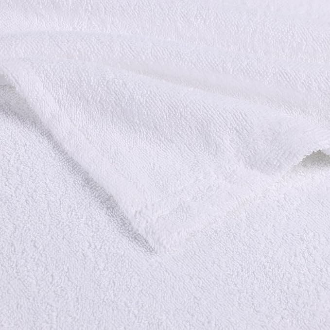 Superior Kids Cotton Terry Poncho, Soft, Absorbent Bath Towel with Hood, Bathroom Accessories, Long, Plush Bathrobes for Bath, Shower, Spa, Resort, Hotel, Beach, Pool, Boy, Girl, Large Size, White