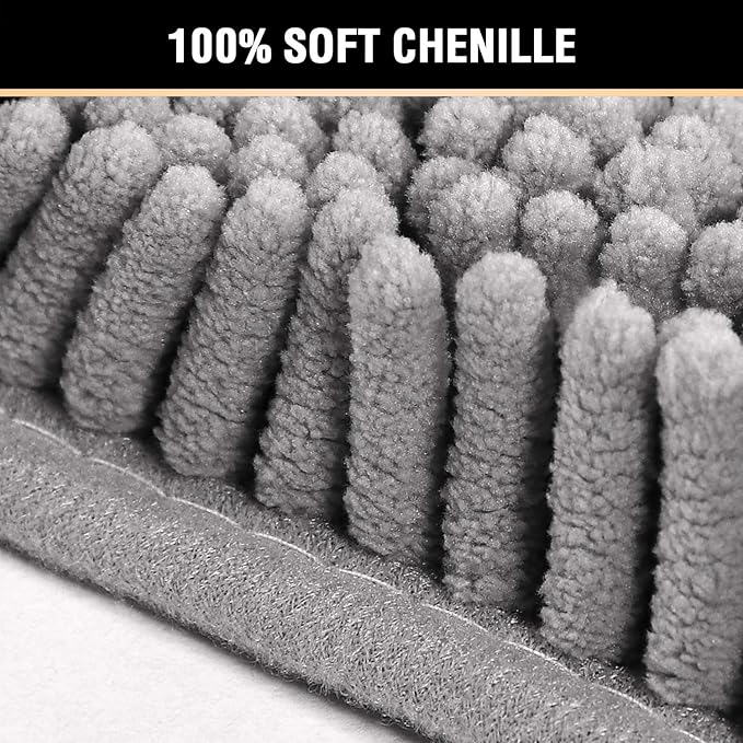 H.VERSAILTEX Microfiber Bath Rugs Chenille Floor Mat Ultra Soft Washable Bathroom Dry Fast Water Absorbent Bedroom Area Rugs, 24 x 42 - Inch, Grey