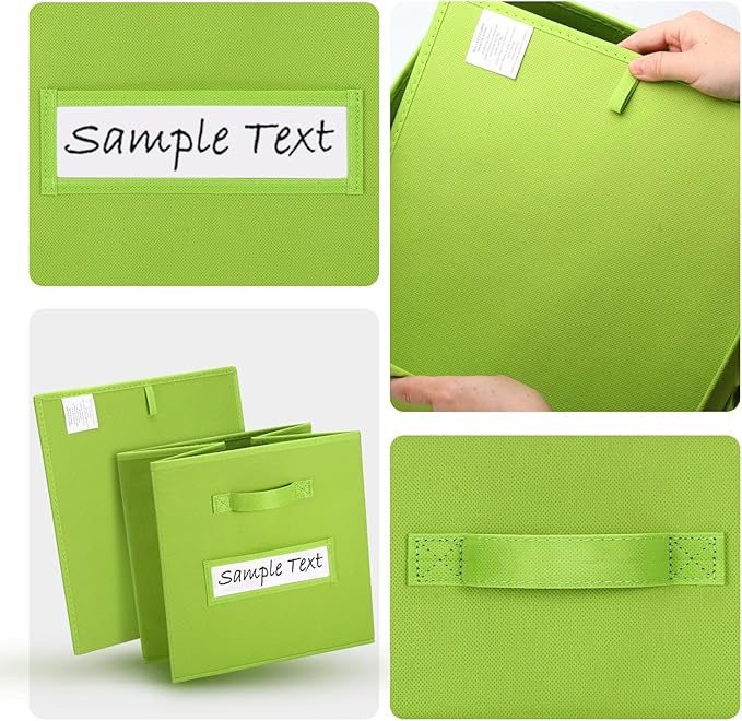 artsdi Fabric storage cubes (8 Pack) 13 Inch Cube Storage Bin, cube organizer bins with 8 Labels Window Cards & a Pen, Foldable cube organizer bins and Storage Box, lime green