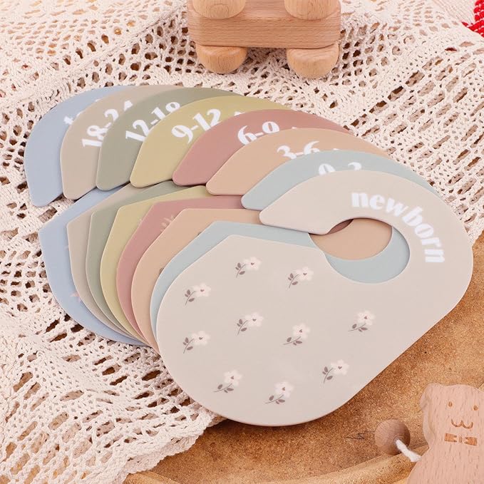 WSICSE Baby Closet Divider,Double-Sided Baby Clothes Dividers for Closet Baby Girl Nursery Decor for Sorting 8 Designs from Newborn to 24 Month (Flowers)