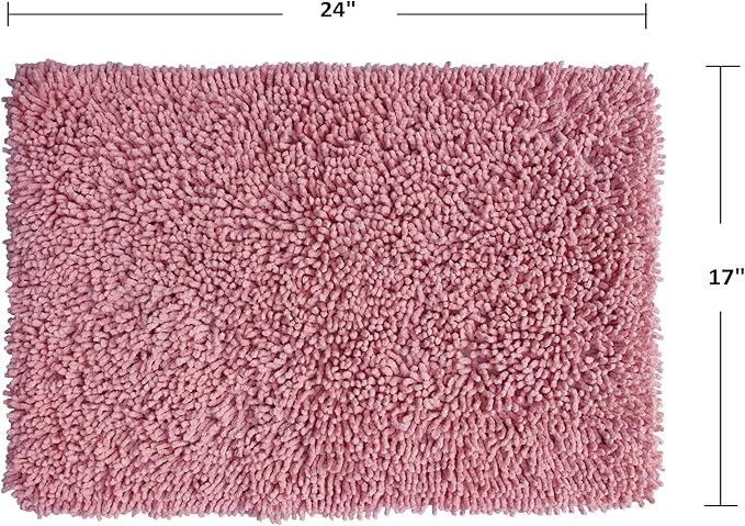 Home Weavers Fantasia Bath Rug 100% Cotton Bathroom Rugs Set, Washable Rug, Soft Cotton Extra Soft and Absorbent Bath Rug, Kitchen Mat, Bath Mat Set, Bath Floor Mat Non Slip, 17"x24" Rectangle, Pink
