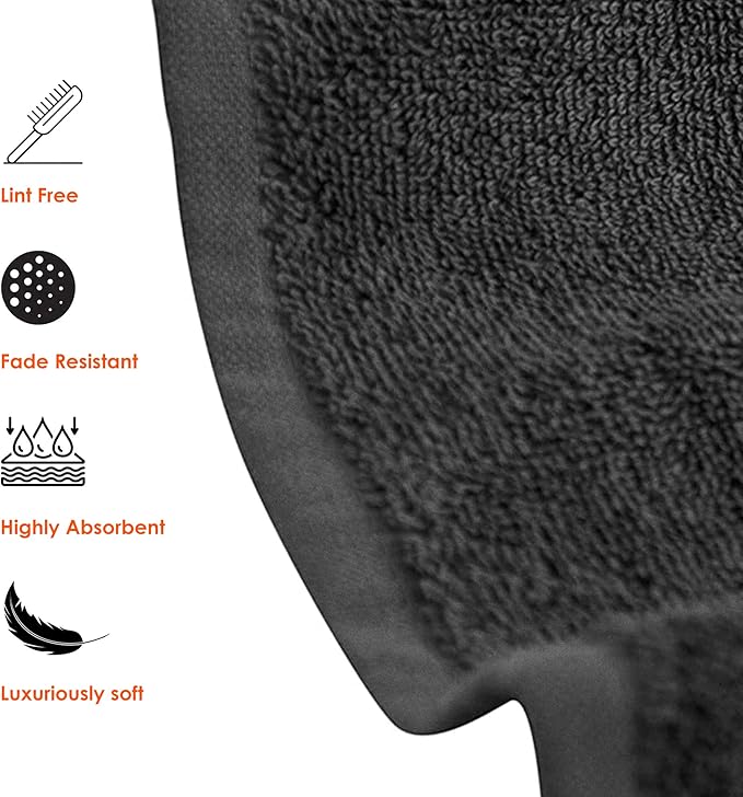 Hotel & Spa 100% Cotton Bath Towels Pack of 6, Ultra Soft, Quick Dry, Lightweight, Highly Absorbent, Perfect for Face, Hands, Spa, Gym, Hotel, Resort & Daily Use - Grey (24" x 48")