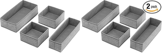 Whitmor 6283-9871 Set of 4-Crosshatch Gray Drawer Organizer (Pack of 2)
