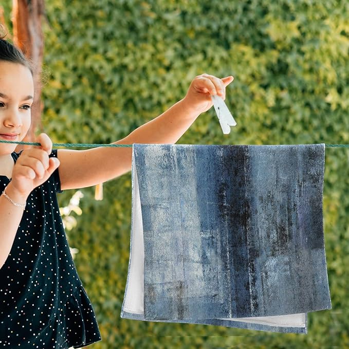 Hand Towels for Bathroom Set of 2 Vintage Navy Blue Grey Abstract Modern Art Painting Soft Absorbent Small Luxury Bath Towels Decorative Kitchen Guest Dish Towel for Gym,Spa,Hotel 28x14in