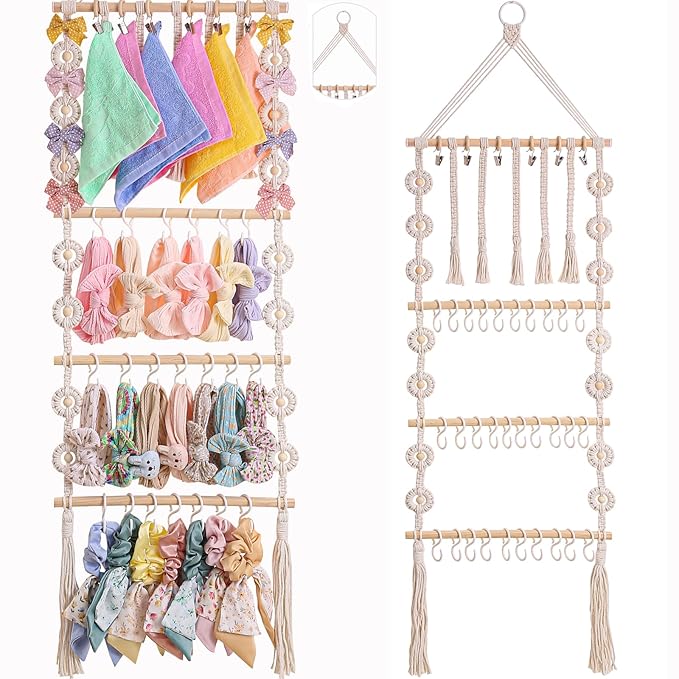 Bow Holder for Girls Hair Bows - Bow Organizer for Girls, Wall-Mounted Baby Headband Organizer, Headband Holder for Baby Girl