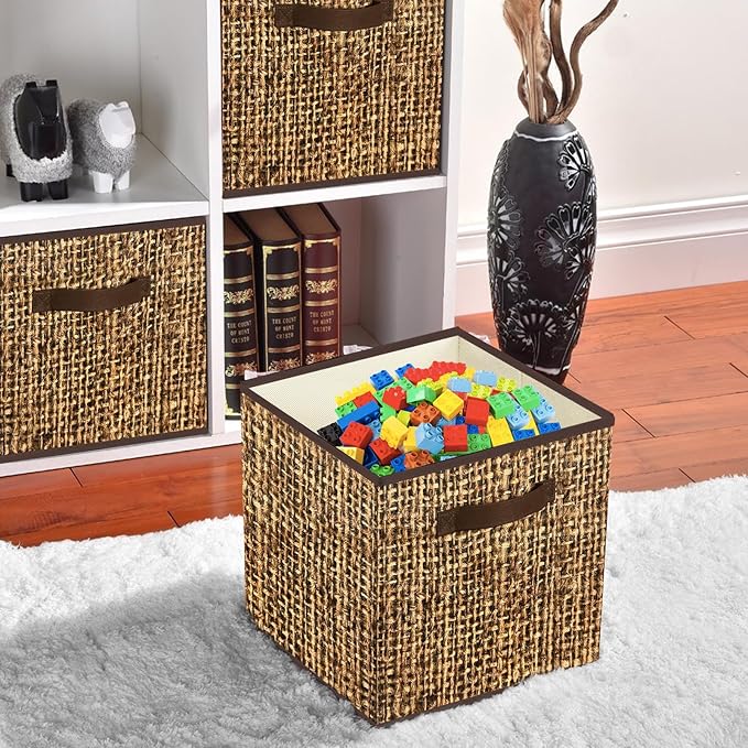 homyfort 11x11 Cube Storage Bins - Fabric Cubby Bins with Dual Handles, Collapsible Storage Organizer for Shelf, Closet, Nursery, Set of 6