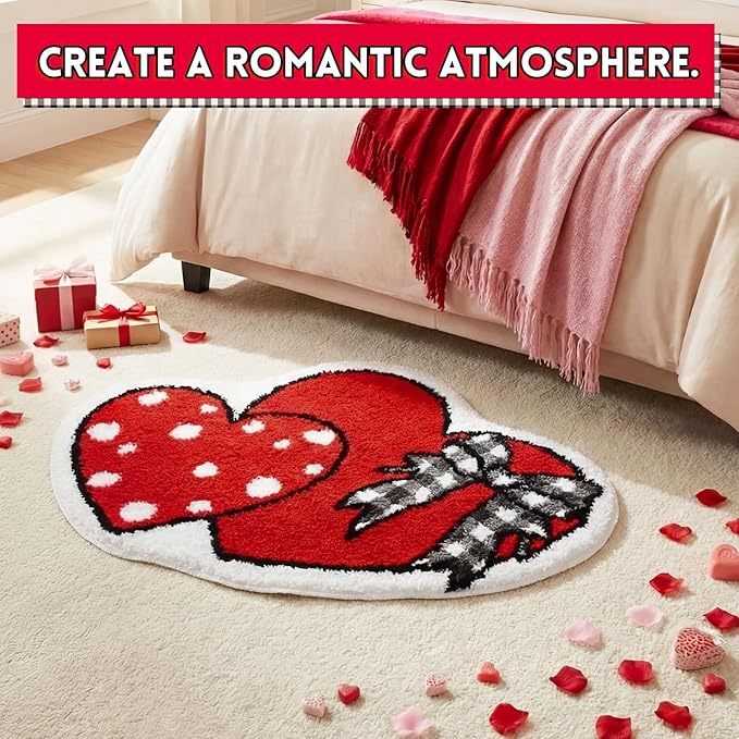Heart Bathroom Heart Rug Cute Summer Door Bow Mat Bath Mat Love Shape Shower Bathroom Decoration Rug Non Slip Washable