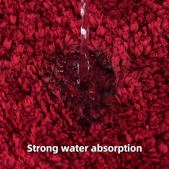 3 Pieces Luxury Bathroom Rug Set with U-Shaped Toilet Rug, Non-Slip Rubber Bottom, Thick Microfiber Fluffy Plush, Water Absorption, Quick Dry, Ultra Soft, Bath Mats for Bathroom, Tub(Dark Red)