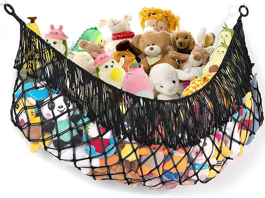Stuffed Animal Hammock - Extra Large 56'' Long, Stuffed Animal Storage, stuffed animal Holder net, Hammock Large, Storage Hanging Organizer - Black